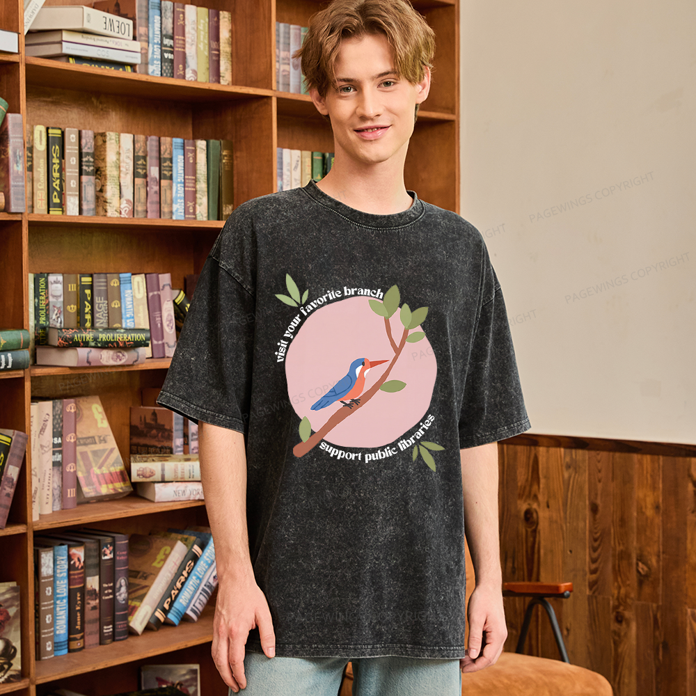 Pagewing Visit Your Favorite Branch Unisex Washed T-shirt