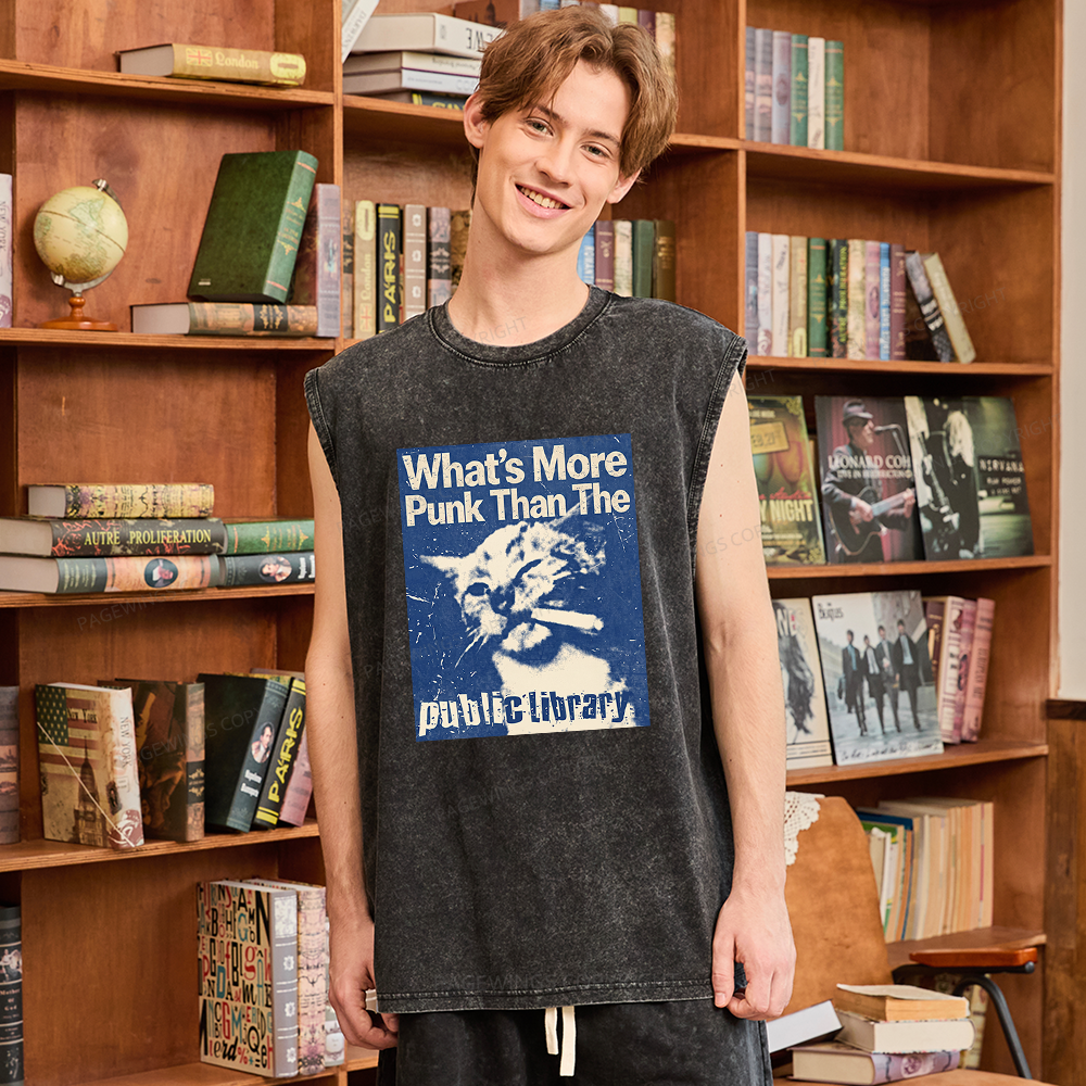 Pagewings More Punk Than The Public Library15772 Bookish Unisex Washed Tank Top