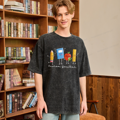 Pagewing Personalized Back to School Unisex Washed T-shirt