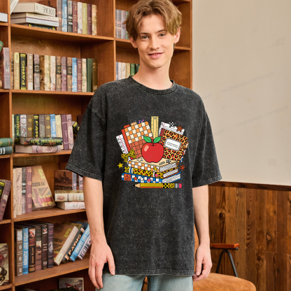 Pagewing Coquette Back To School Unisex Washed T-shirt
