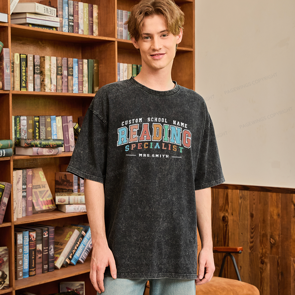Pagewing Personalized Reading Unisex Washed T-shirt