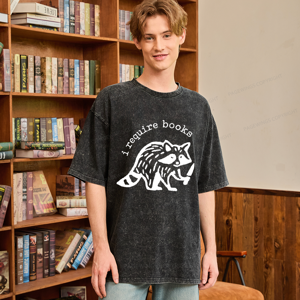 Pagewings I Require Books Unisex Washed T-shirt