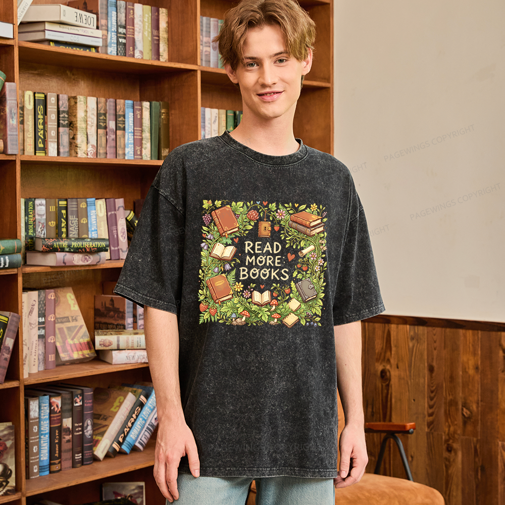 Pagewings Read More Books Unisex Washed T-shirt