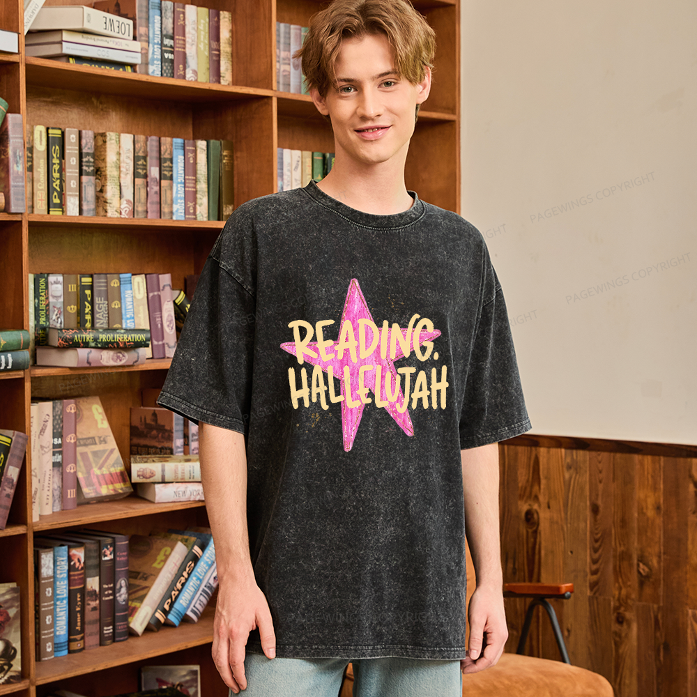 Pagewings Reading Hallelujah Unisex Washed T-shirt