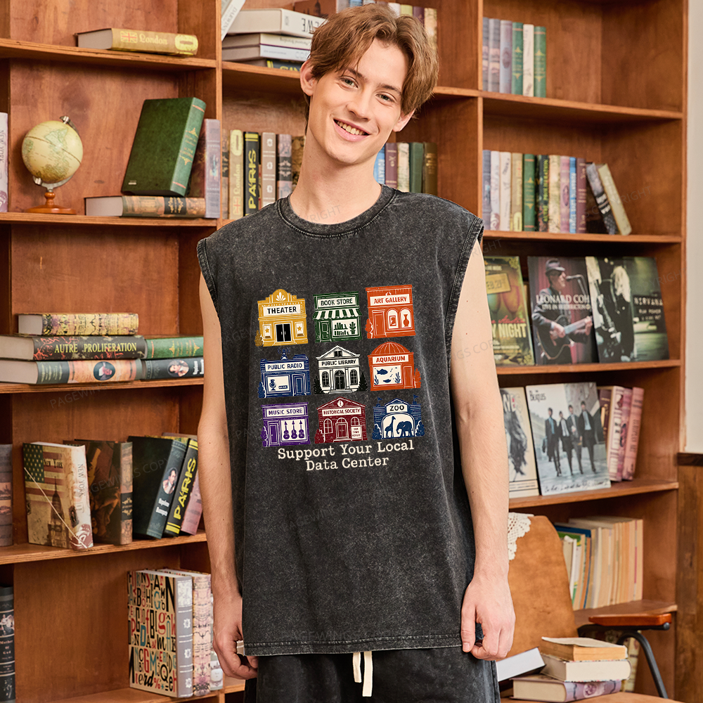 Pagewing Support Your Local Data Center16102 Bookish Unisex Washed Tank Top