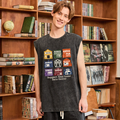 Pagewing Support Your Local Data Center16102 Bookish Unisex Washed Tank Top