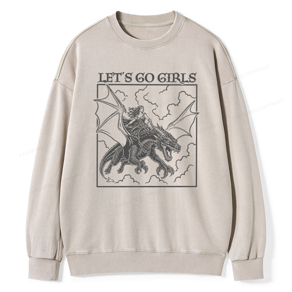 Pagewing Let's Go Girls16145 Read Unisex Washed Sweatshirt