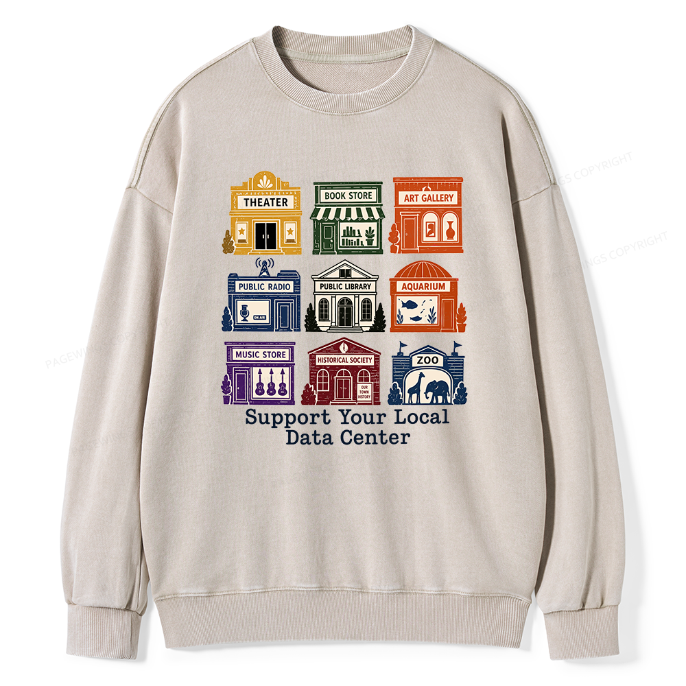 Pagewing Support Your Local Data Center16102 Read Unisex Washed Sweatshirt