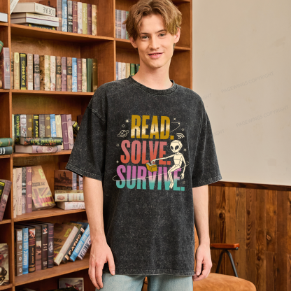 Pagewings Read Solve Survive Unisex Washed T-shirt