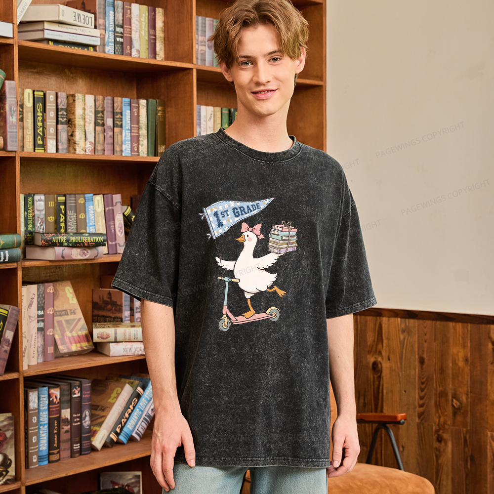 Pagewing Personalized Back to School Unisex Washed T-shirt