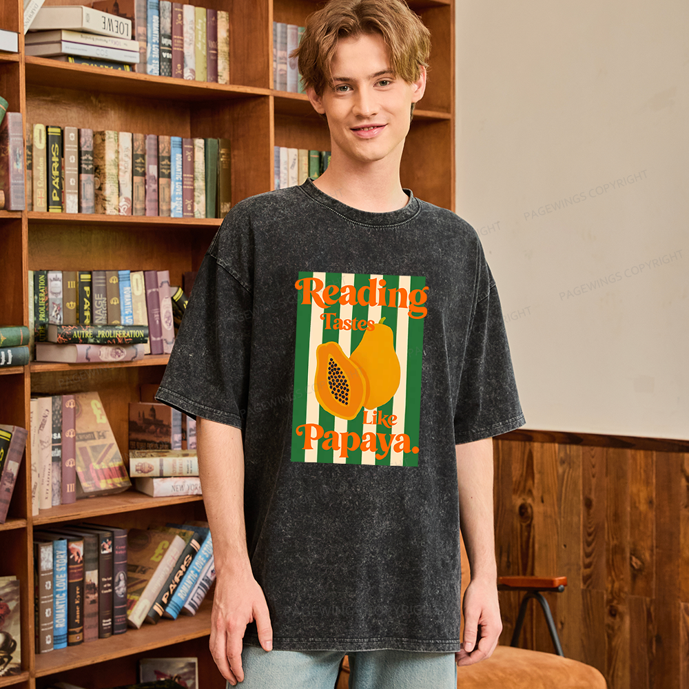 Pagewings Reading Tastes Like Papaya Unisex Washed T-shirt