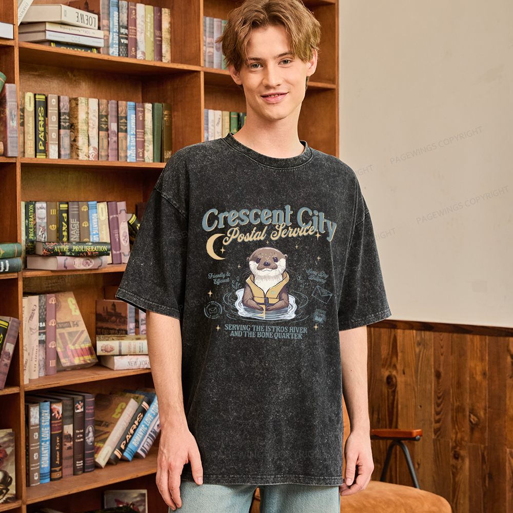 Pagewing Reading Fantasy Bookish Unisex Washed T-shirt