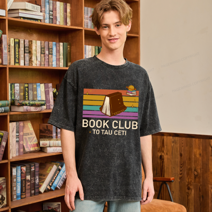 Pagewings Book Club To Tau Ceti Unisex Washed T-shirt