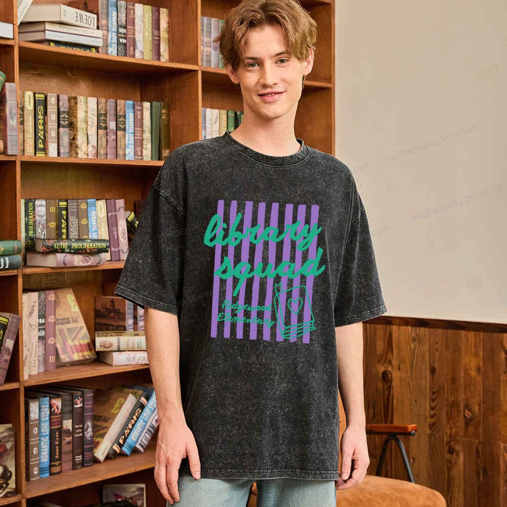 Pagewings Personalized Librarian Unisex Washed T-shirt