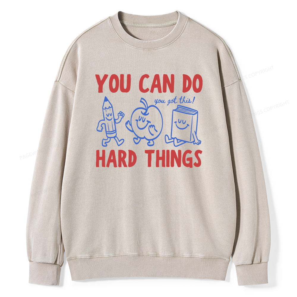 Pagewings You Can Do Hard Things Unisex Washed Sweatshirt