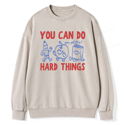 Pagewings You Can Do Hard Things Unisex Washed Sweatshirt