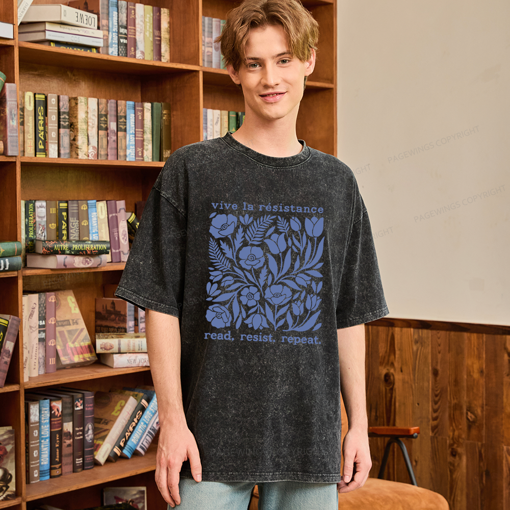 Pagewings Read Resist Repeat Unisex Washed T-shirt