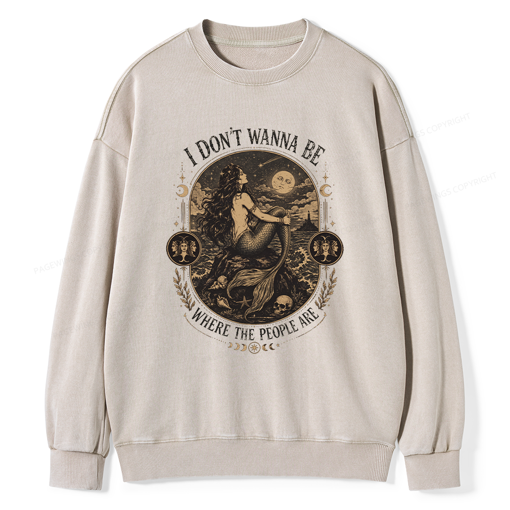 Pagewings I Don't Wanna Be Where The People Are16377 Read Unisex Washed Sweatshirt