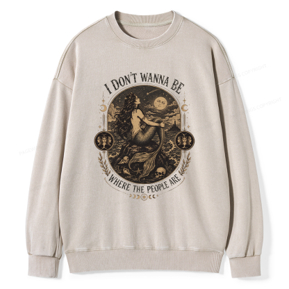 Pagewings I Don't Wanna Be Where The People Are16377 Read Unisex Washed Sweatshirt