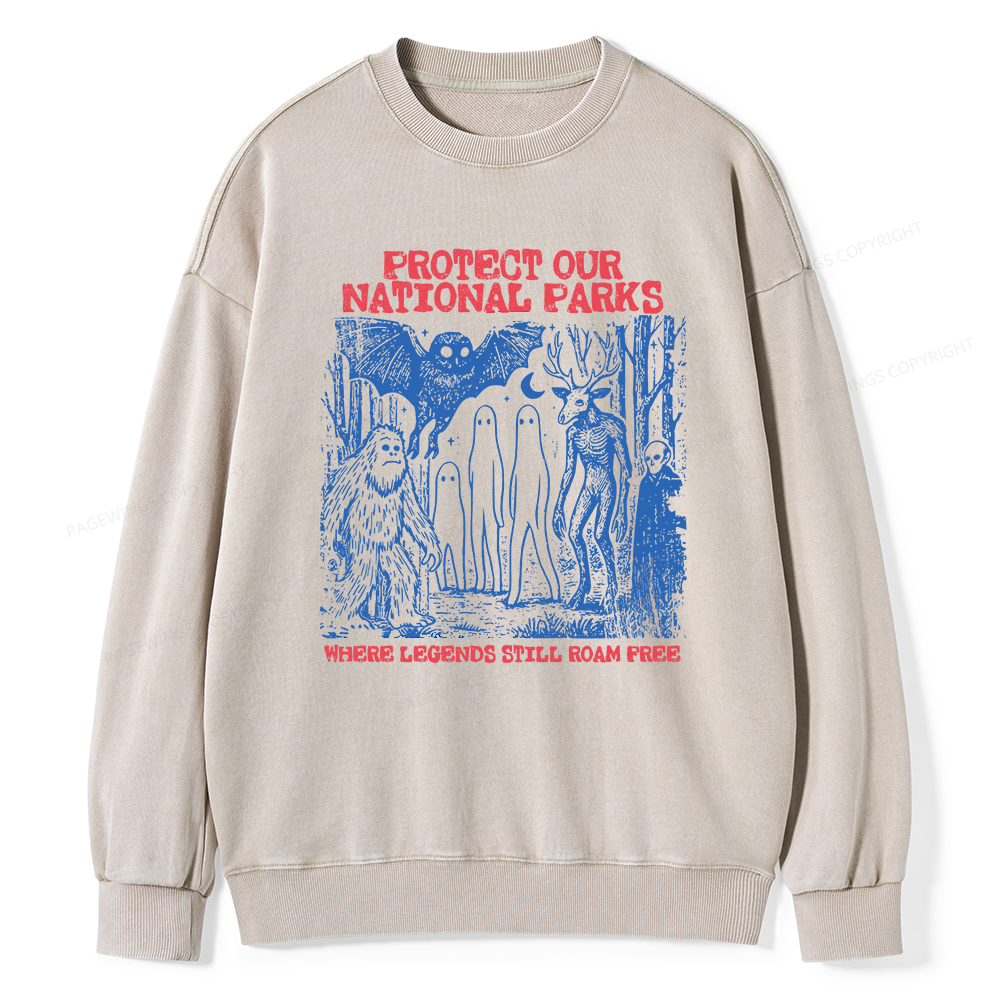 Pagewings Protect Our Parks16403 Read Unisex Washed Sweatshirt