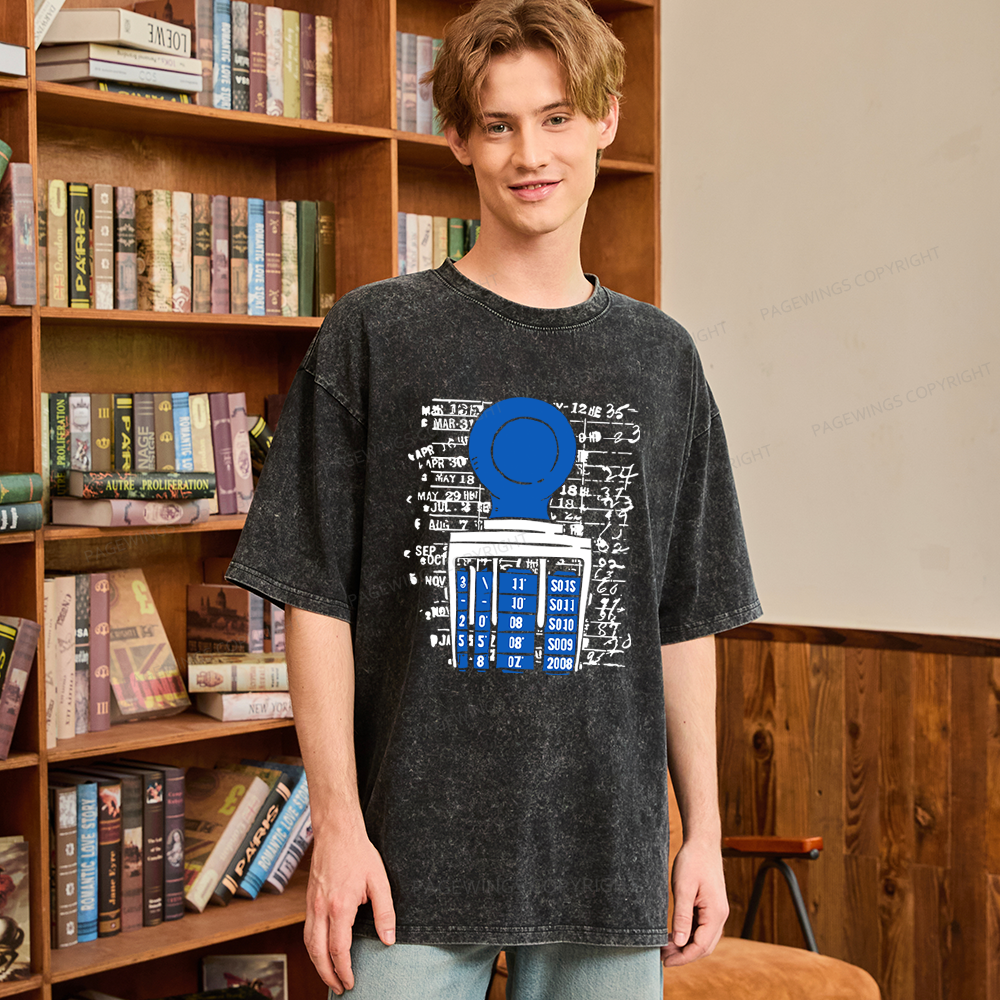 Pagewings Books Library Stamp Unisex Washed T-shirt
