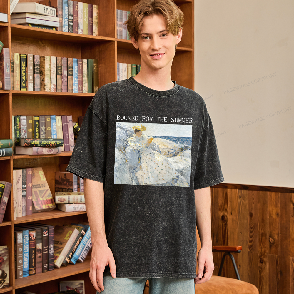 Pagewings Booked for the Summer Unisex Washed T-shirt