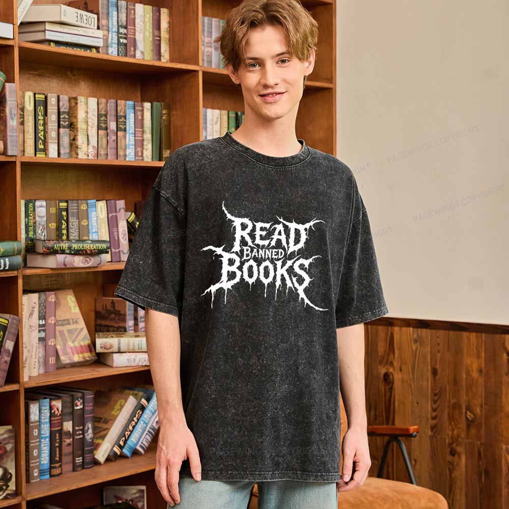 Pagewings Read Banned Books Unisex Washed T-shirt