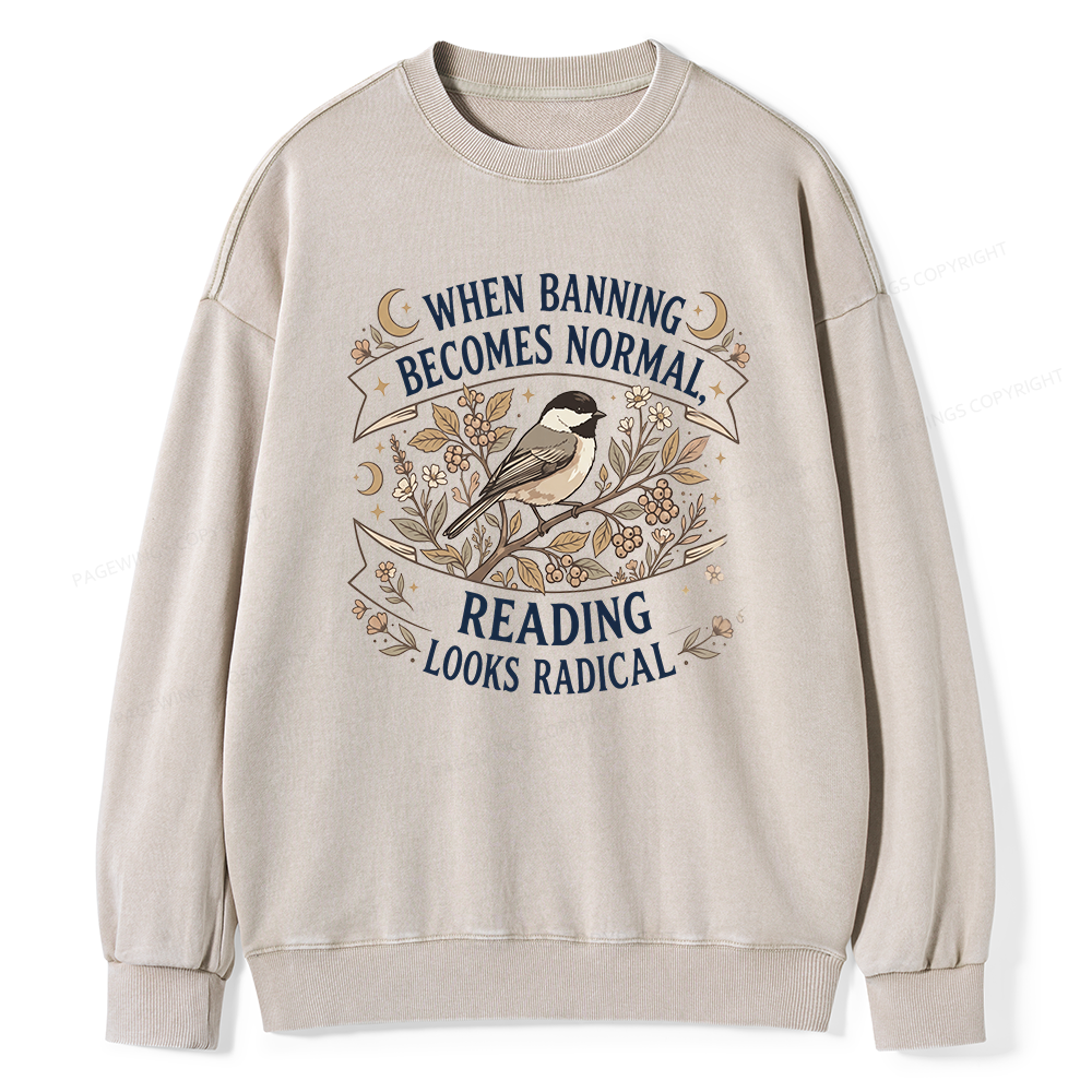 Pagewings Reading Looks Radical Unisex Washed Sweatshirt