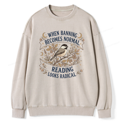 Pagewings Reading Looks Radical Unisex Washed Sweatshirt