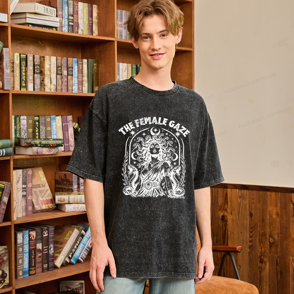 Pagewings Vintage Medusa Feminist Unisex Washed T-shirt