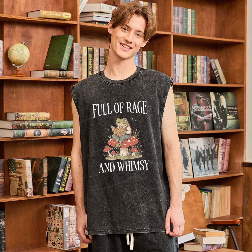Pagewings Full of Rage and Whimsy Unisex Washed Tank Top