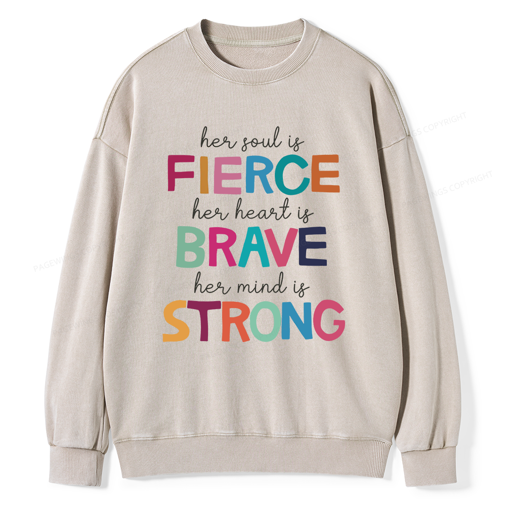 Pagewings Her Soul Is Fierce Unisex Washed Sweatshirt