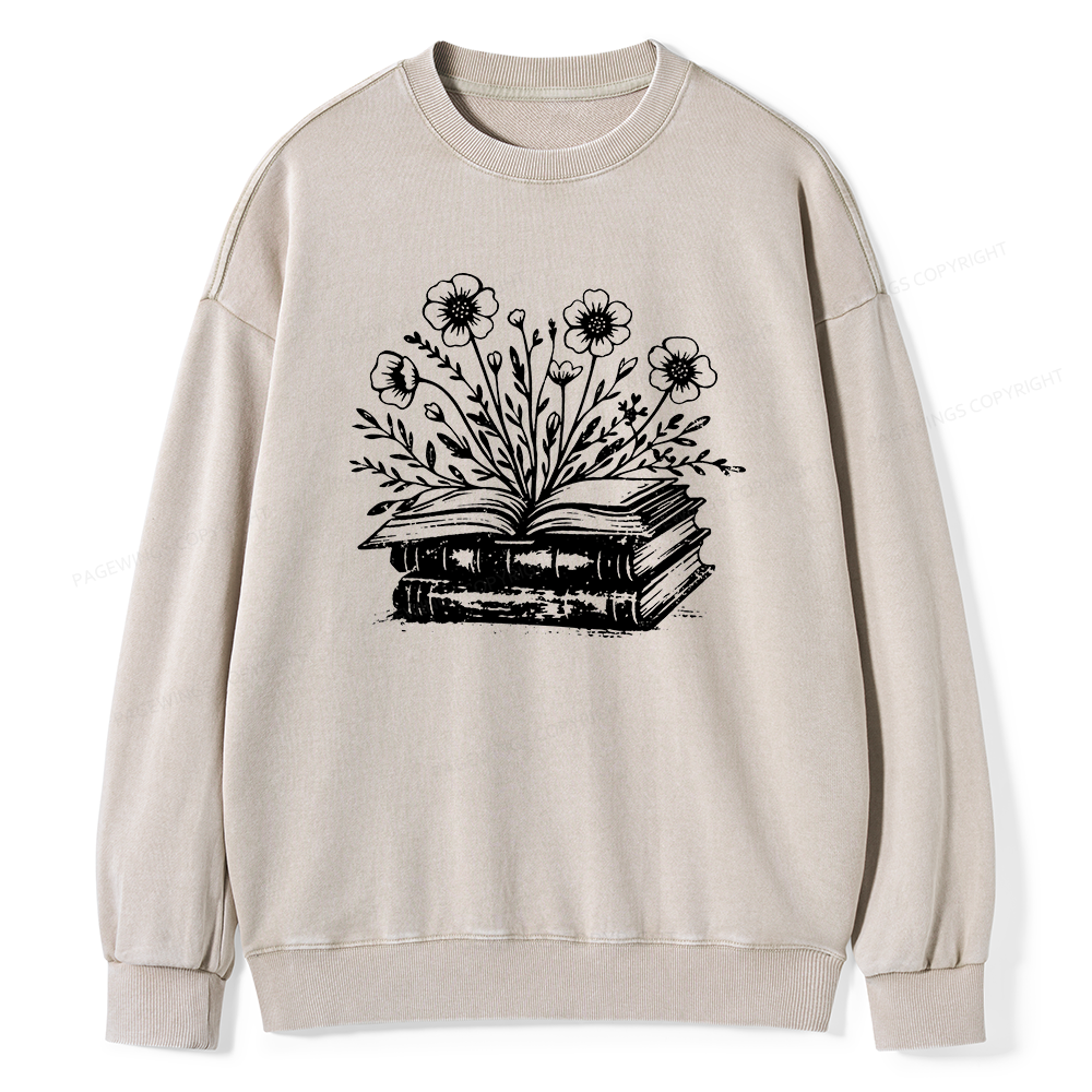 Pagewings Vintage Book Unisex Washed Sweatshirt