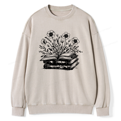 Pagewings Vintage Book Unisex Washed Sweatshirt
