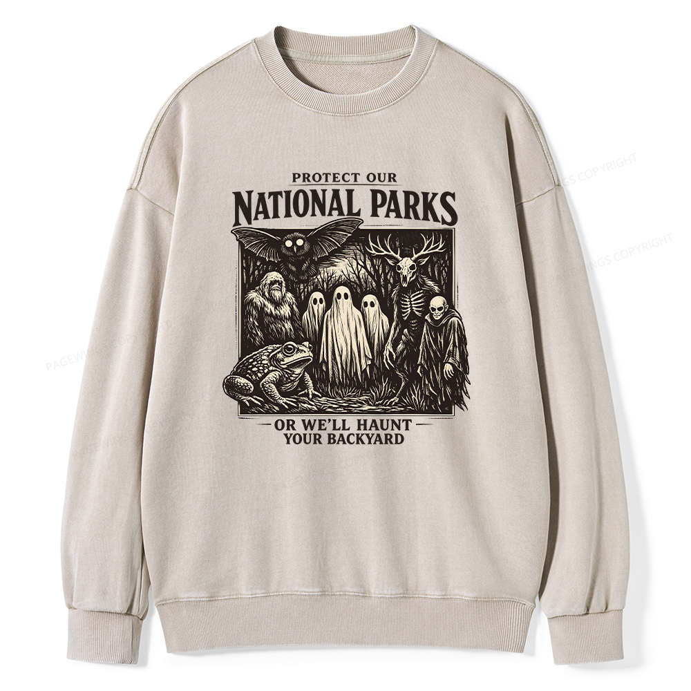Pagewings Protect Our National Parks Unisex Washed Sweatshirt