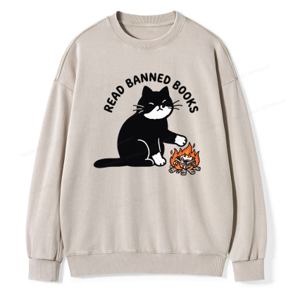 Pagewings Read Banned Books Unisex Washed Sweatshirt