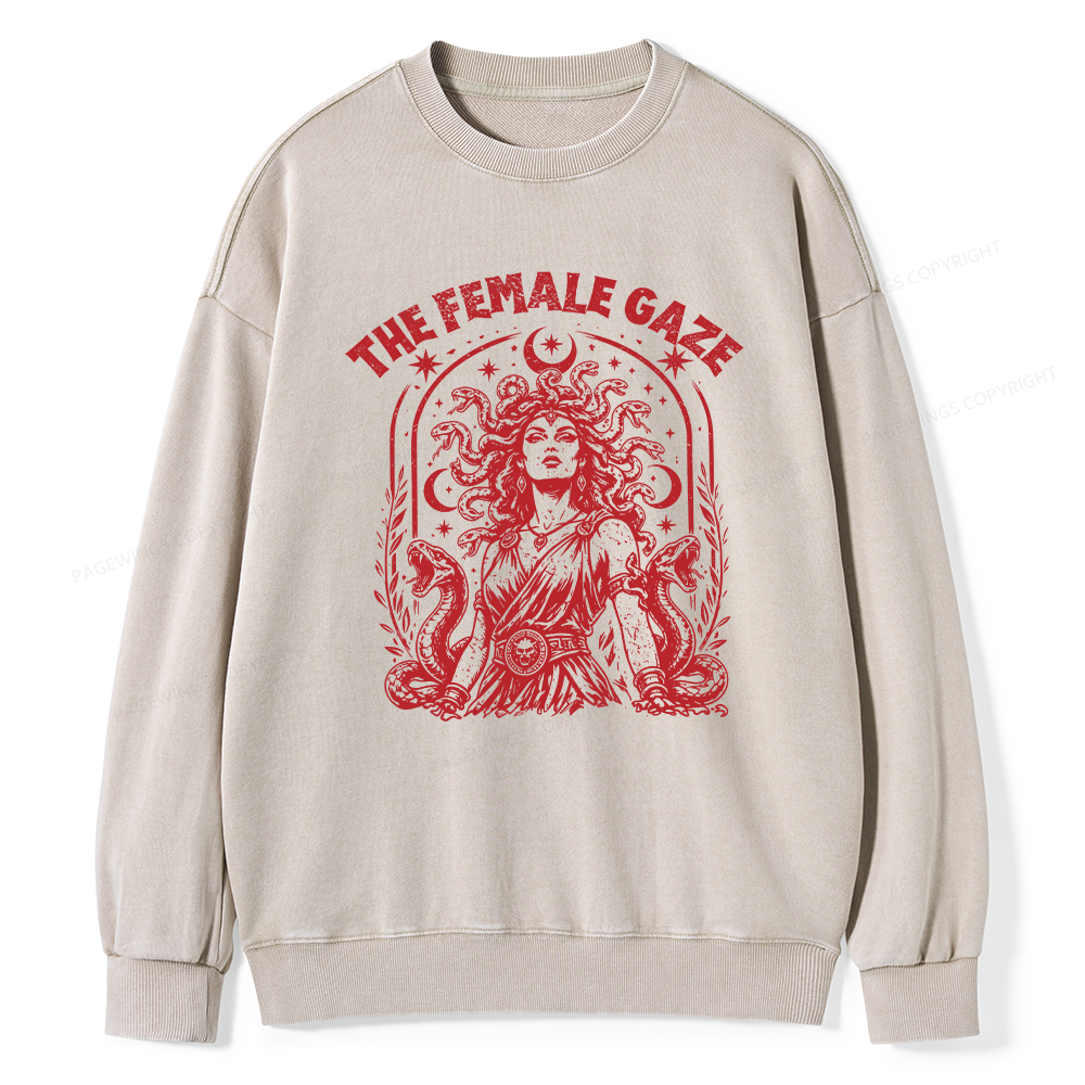 Pagewings Vintage Medusa Feminist Unisex Washed Sweatshirt