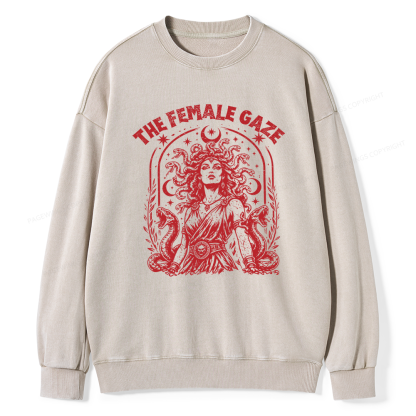 Pagewings Vintage Medusa Feminist Unisex Washed Sweatshirt