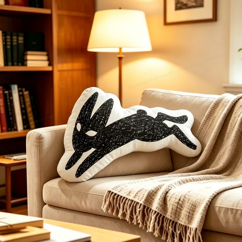 Pagewings Death Bunny Shaped Throw Pillow