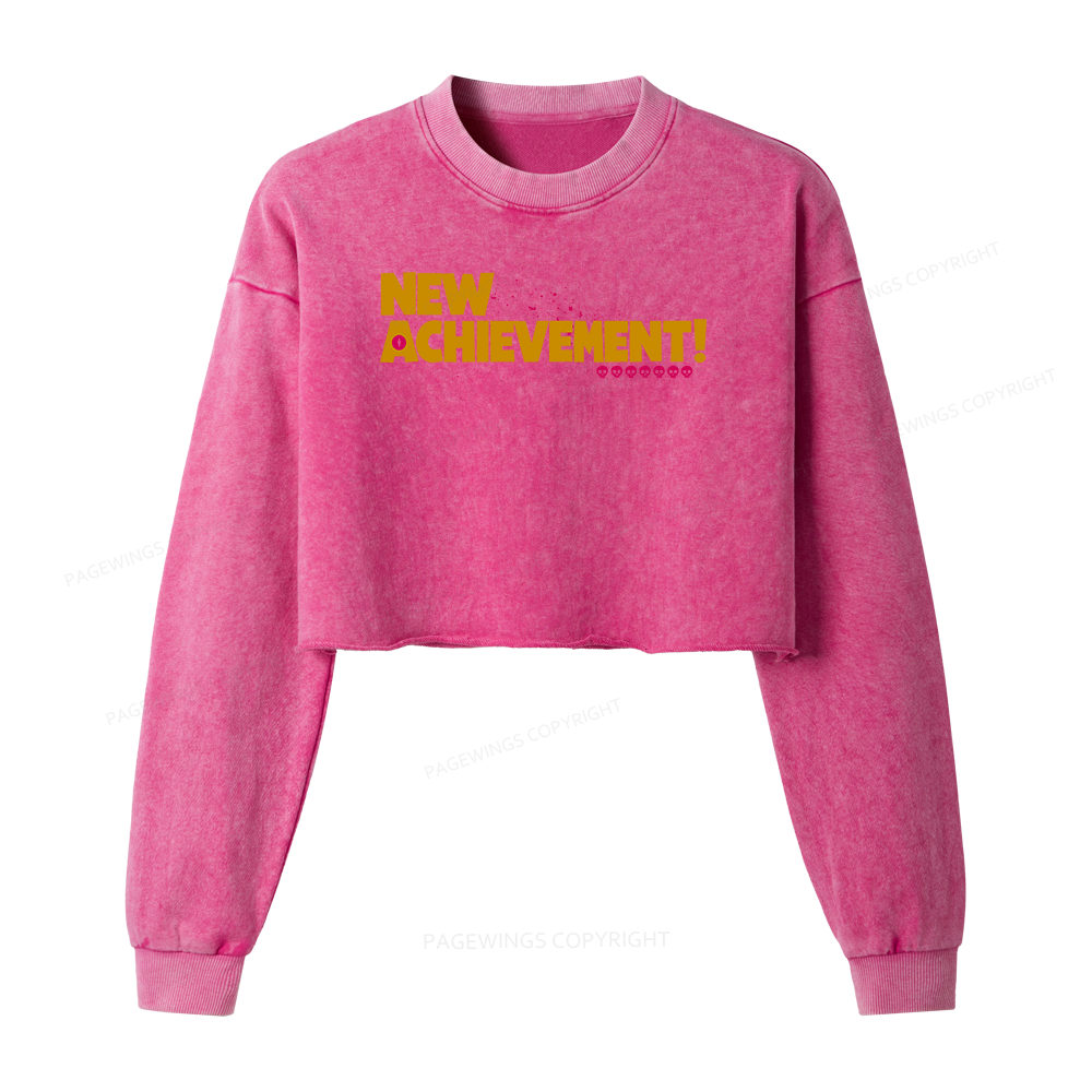 Pagewings New Achievement Women Washed Crop Sweatshirt