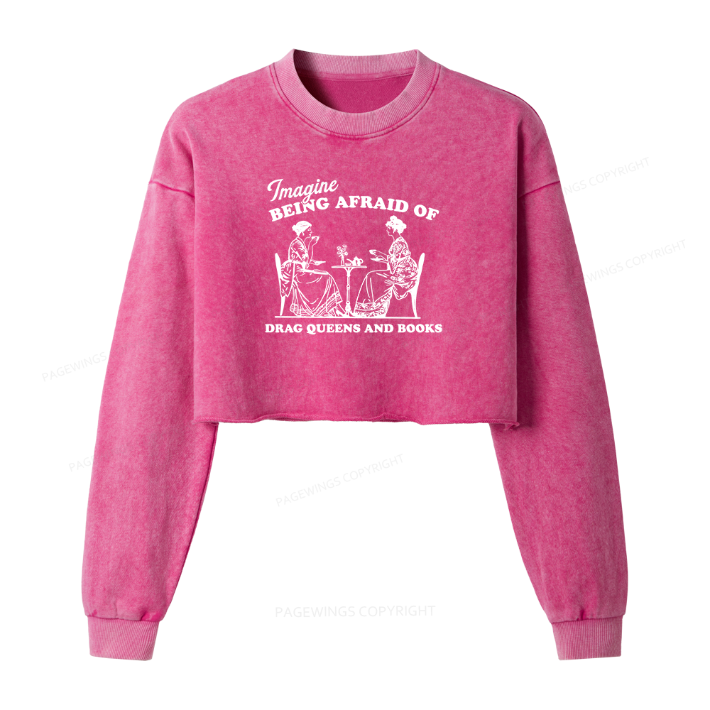 Pagewings Drag Queens Washed Crop Sweatshirt