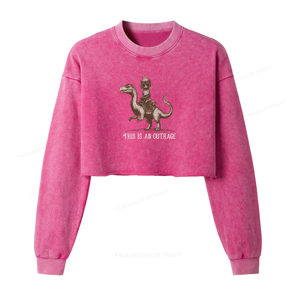 Pagewings Sci-Fi Book Lovers Women Washed Crop Sweatshirt
