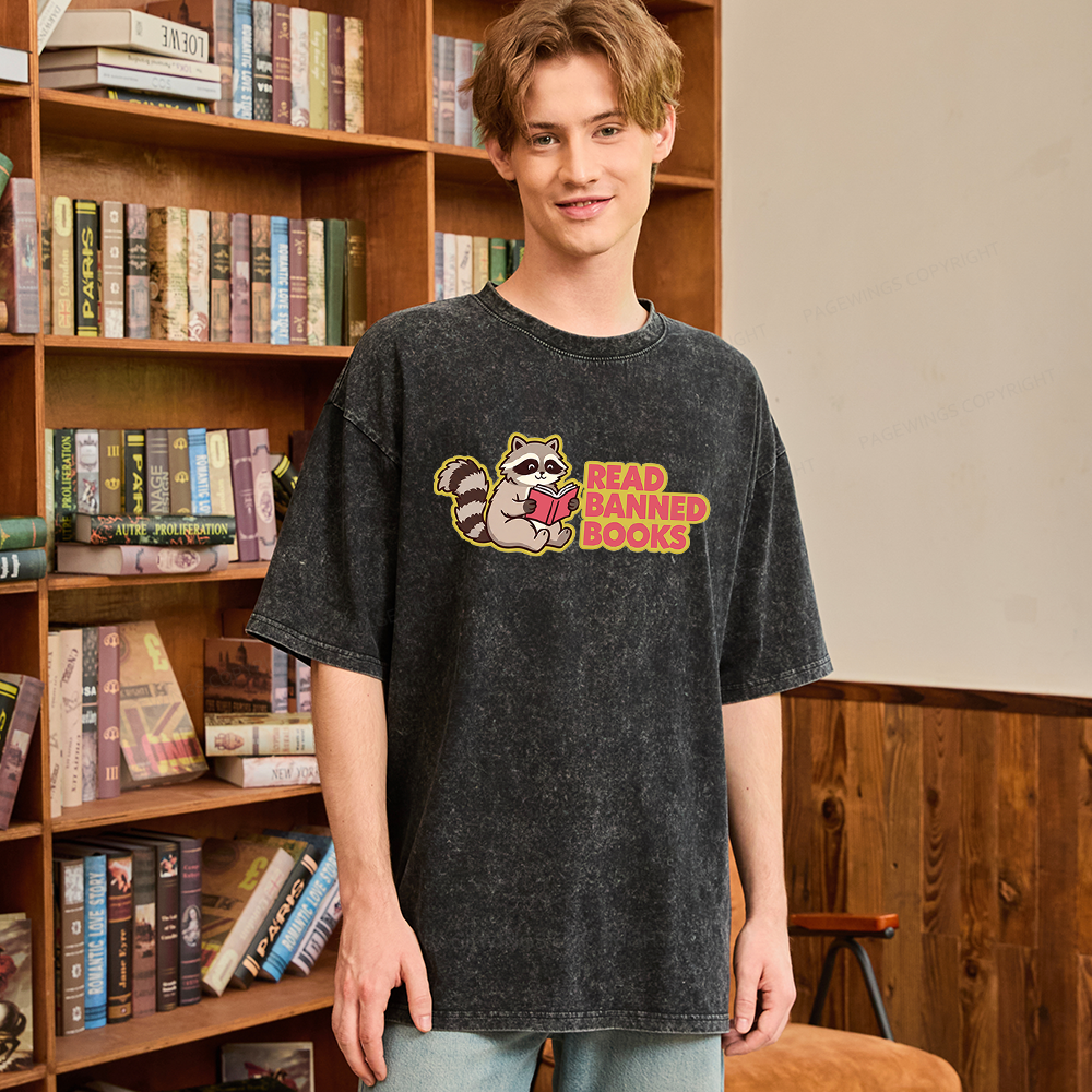 Pagewings Read Banned Books Unisex Washed T-shirt