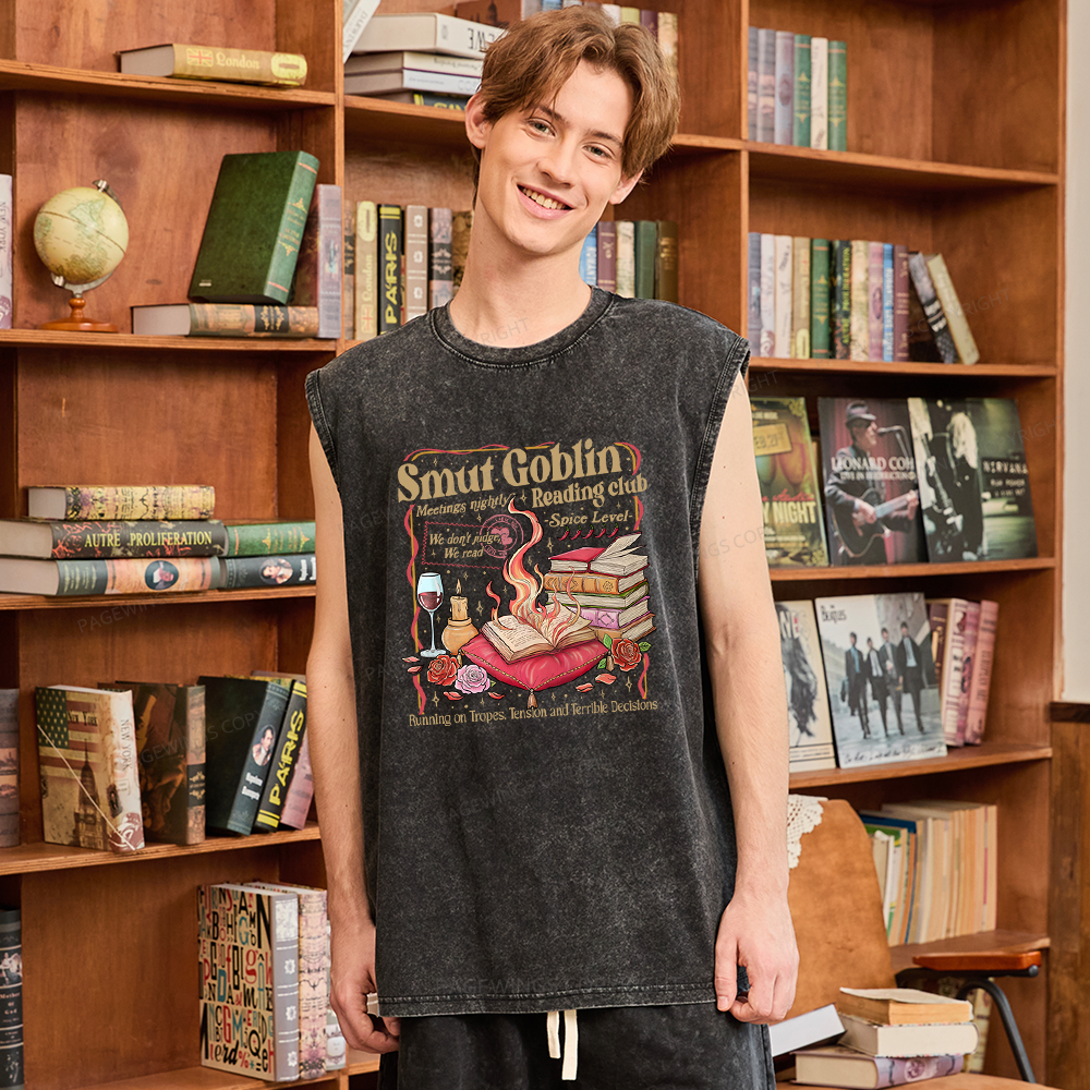 Pagewings Smut Goblin Dark Romance Unisex Washed Tank Top