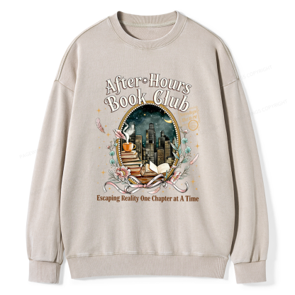 Pagewings After‑Hours Book Club Unisex Washed Sweatshirt