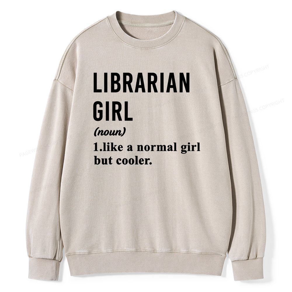 Pagewings Librarian Girl Unisex Washed Sweatshirt