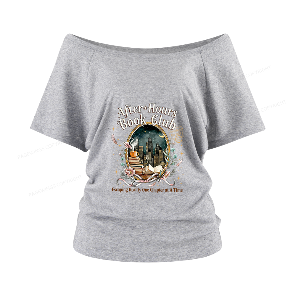 Pagewings After‑Hours Book Club Women Off Shoulder T-shirts