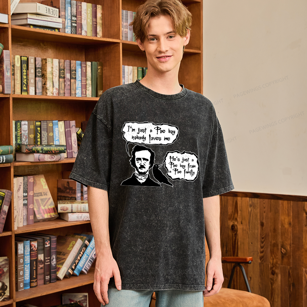Pagewings I'm Just A Poe Boy Unisex Washed T-shirt