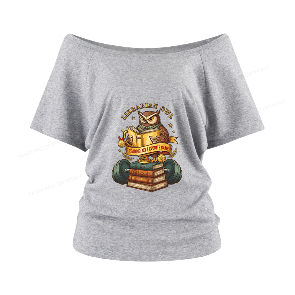 Pagewings Librarian Owl Women Off Shoulder T-shirts