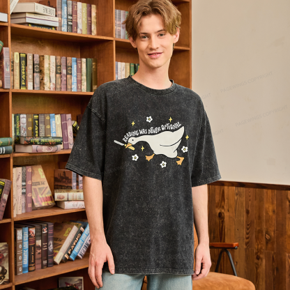 Pagewings Reading Was Never An Option Unisex Washed T-shirt